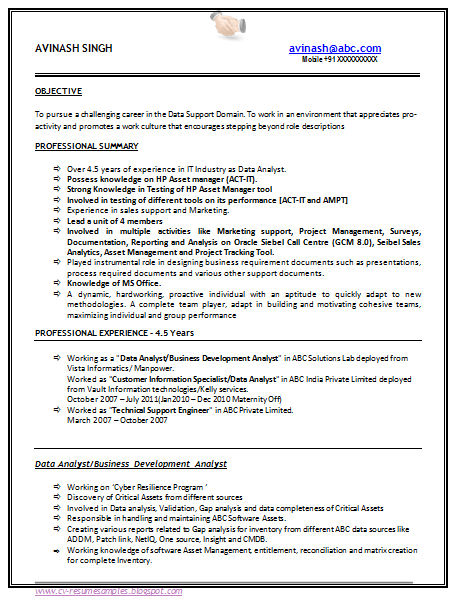 Resume templates for bpo job